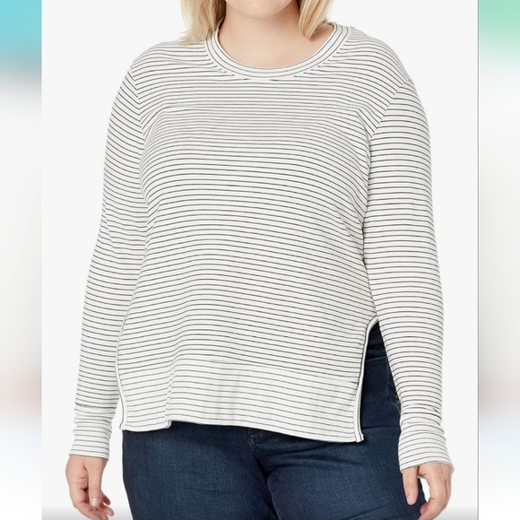 Daily Ritual Women's Plus Size Terry Cotton and Modal Pullover with Side Cutouts - Picture 1 of 5